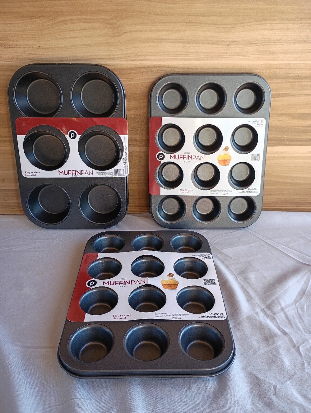 Publix Muffin Pan Set - 6 Cup and 2x 12 Cup Mini